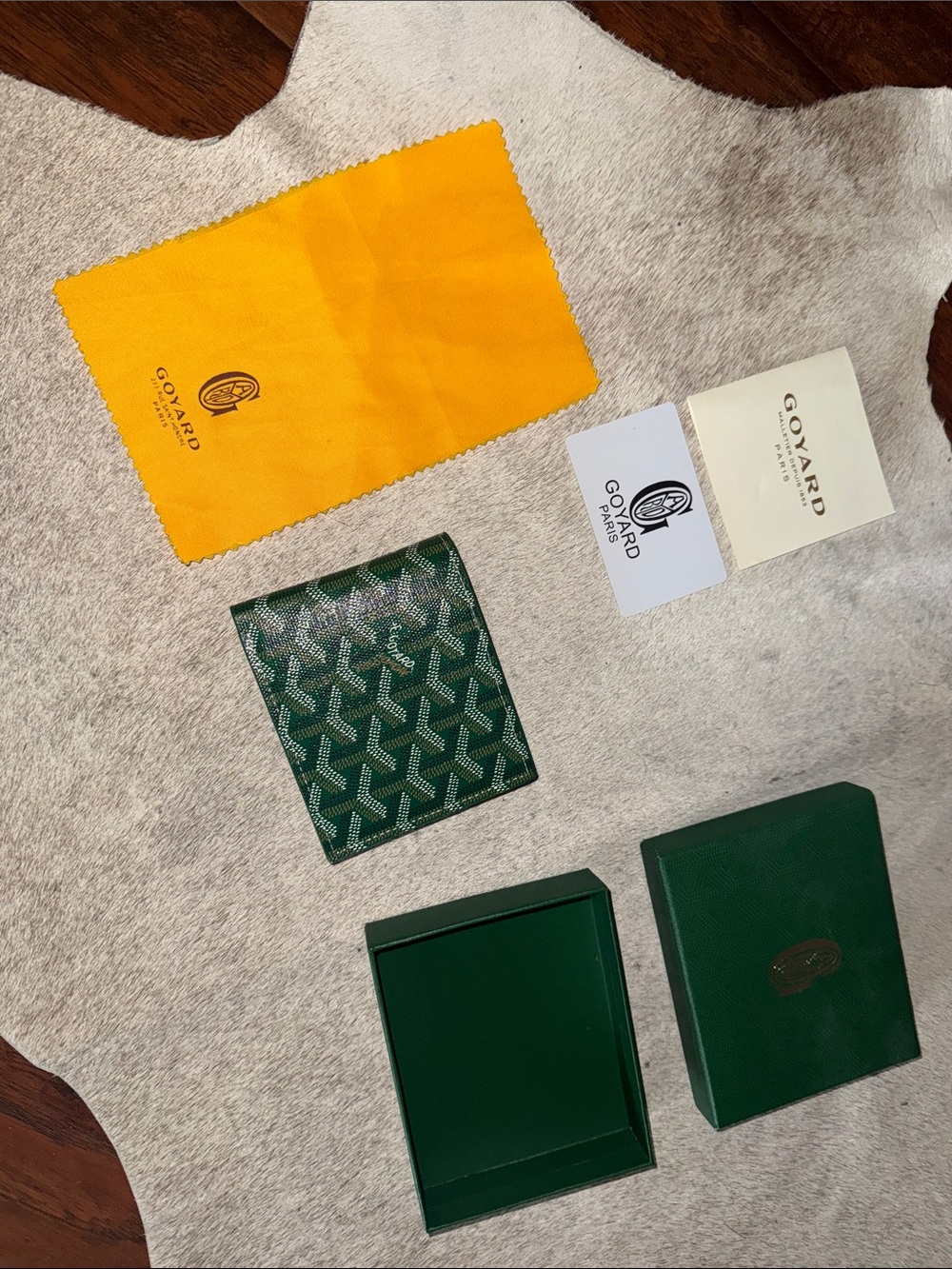Green Goyard Victoire Wallet - Signature Chevron Pattern